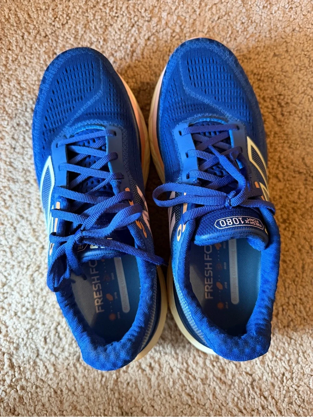 New Balance Blue and Cream 1080 Running Sneakers